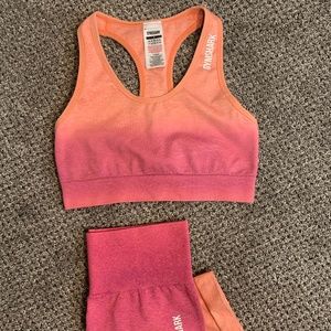 GYMSHARK ADAPT OMBRE SEAMLESS SET: ORANGE MARL/PINK